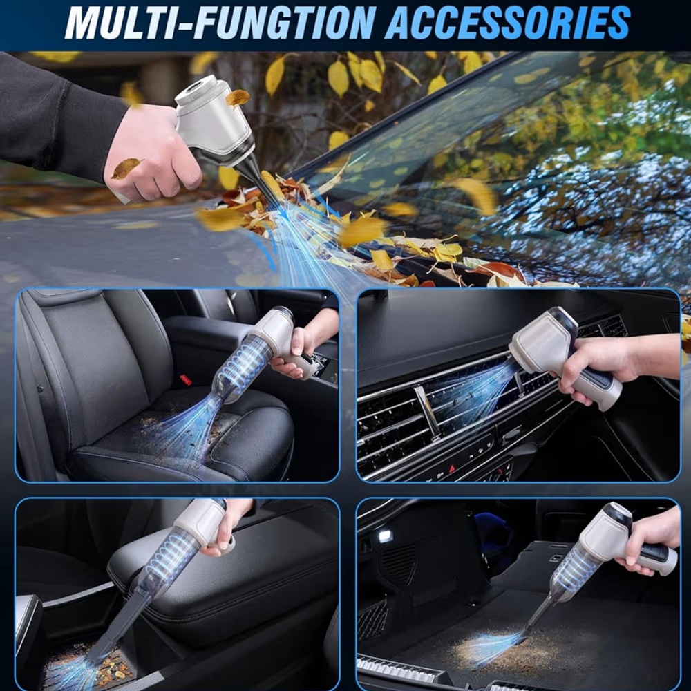 Car Vacuum Cleaner, 15000Pa Handheld Cordless Rechargeable Wet & Dry Vacuum - Picture 6 of 7